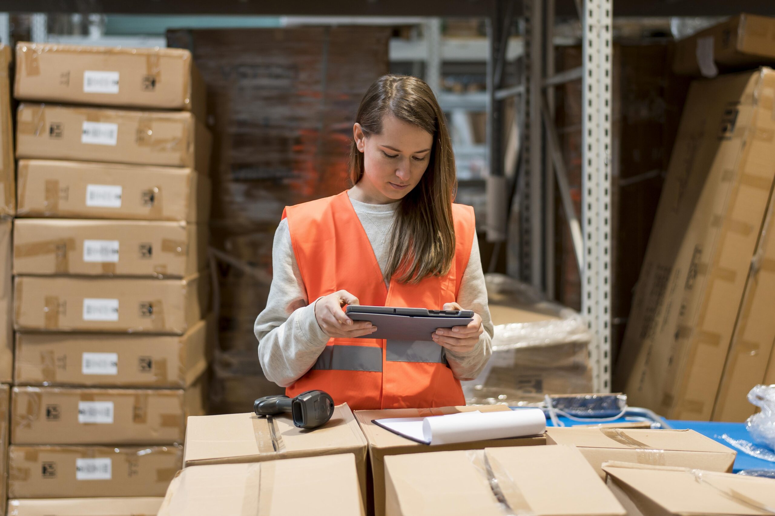 Une femme en train de surveiller ses couts logistiques